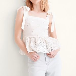 NWT Madewell Tie-Strap Top in Geo Eyelet